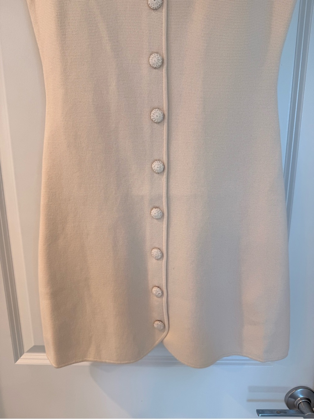 NWOT Sezane Classic Cream Button-Front Sleeveless Knit Cotton CHARLIE Dress - Picture 7 of 11